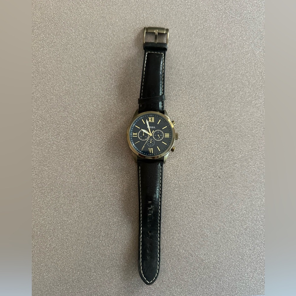 Fossil Navy and Gold Chronograph Watch